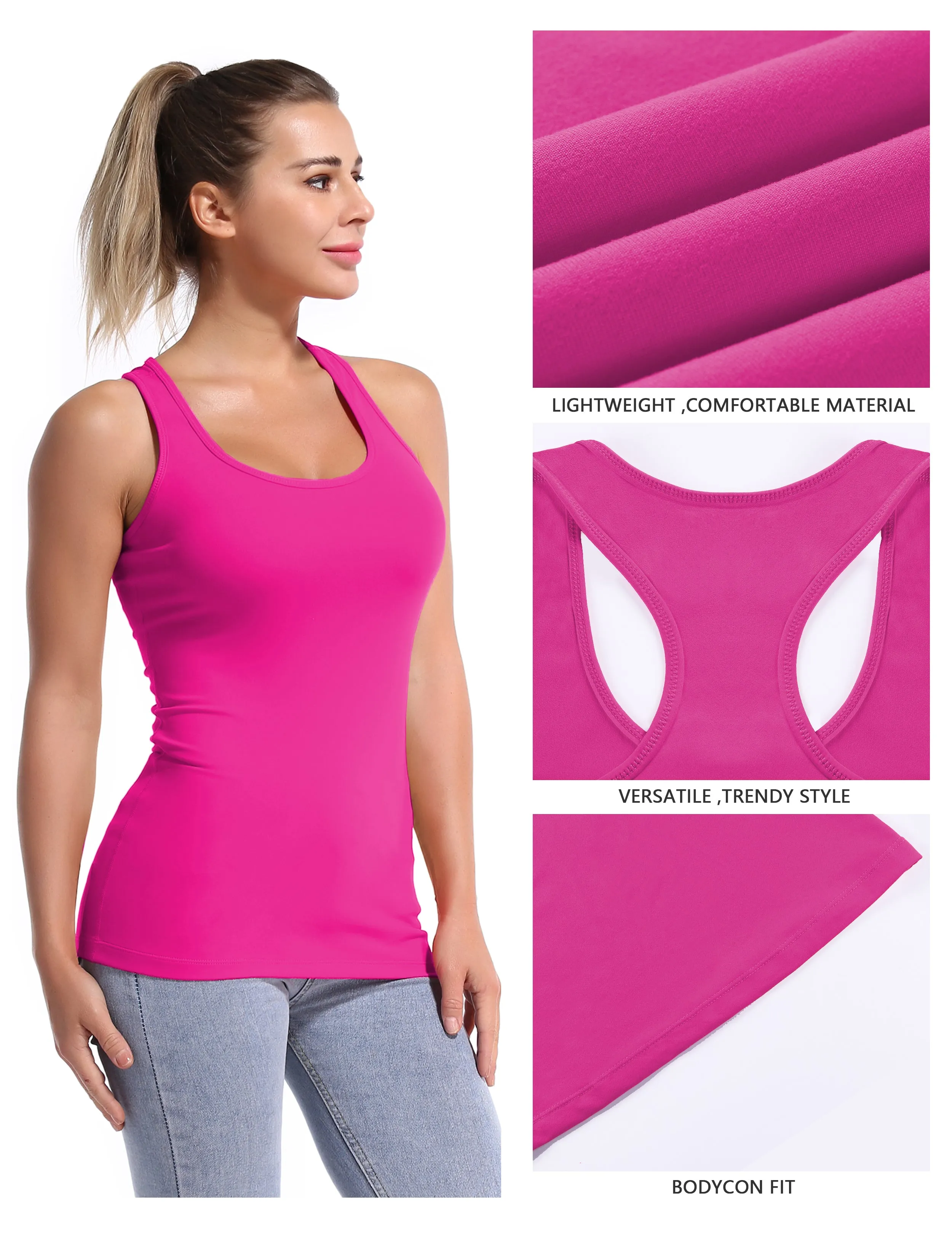 Racerback Athletic Tank Tops magenta_Biking