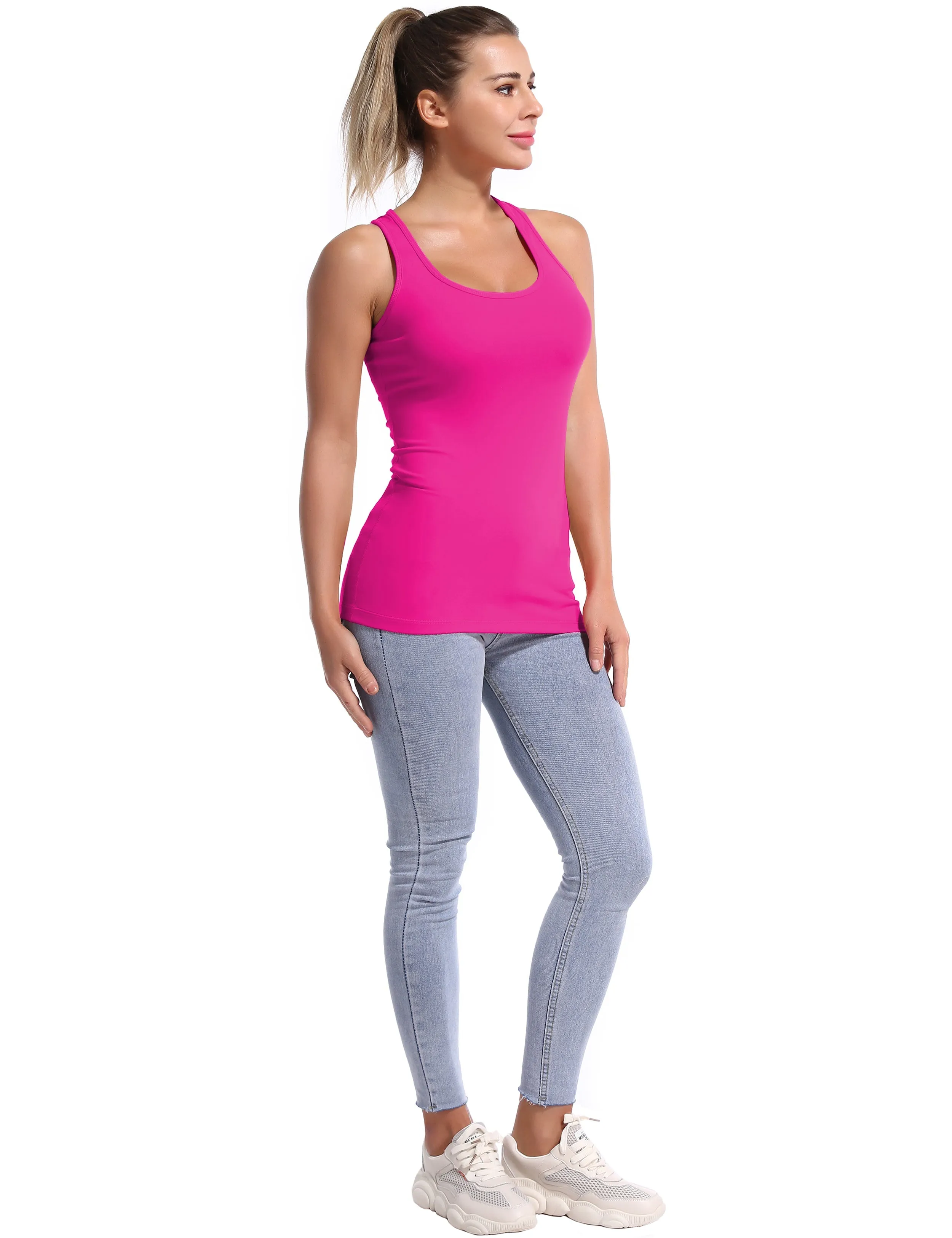 Racerback Athletic Tank Tops magenta_Biking