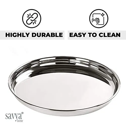 SAVYA HOME®Triply Tope with SS Lid (20cm)- 3.0 L & 4 Pcs Big Plate Set combo | Stove & Induction Cookware |Heat Surround Cooking | Triply Stainless Steel cookware with lid