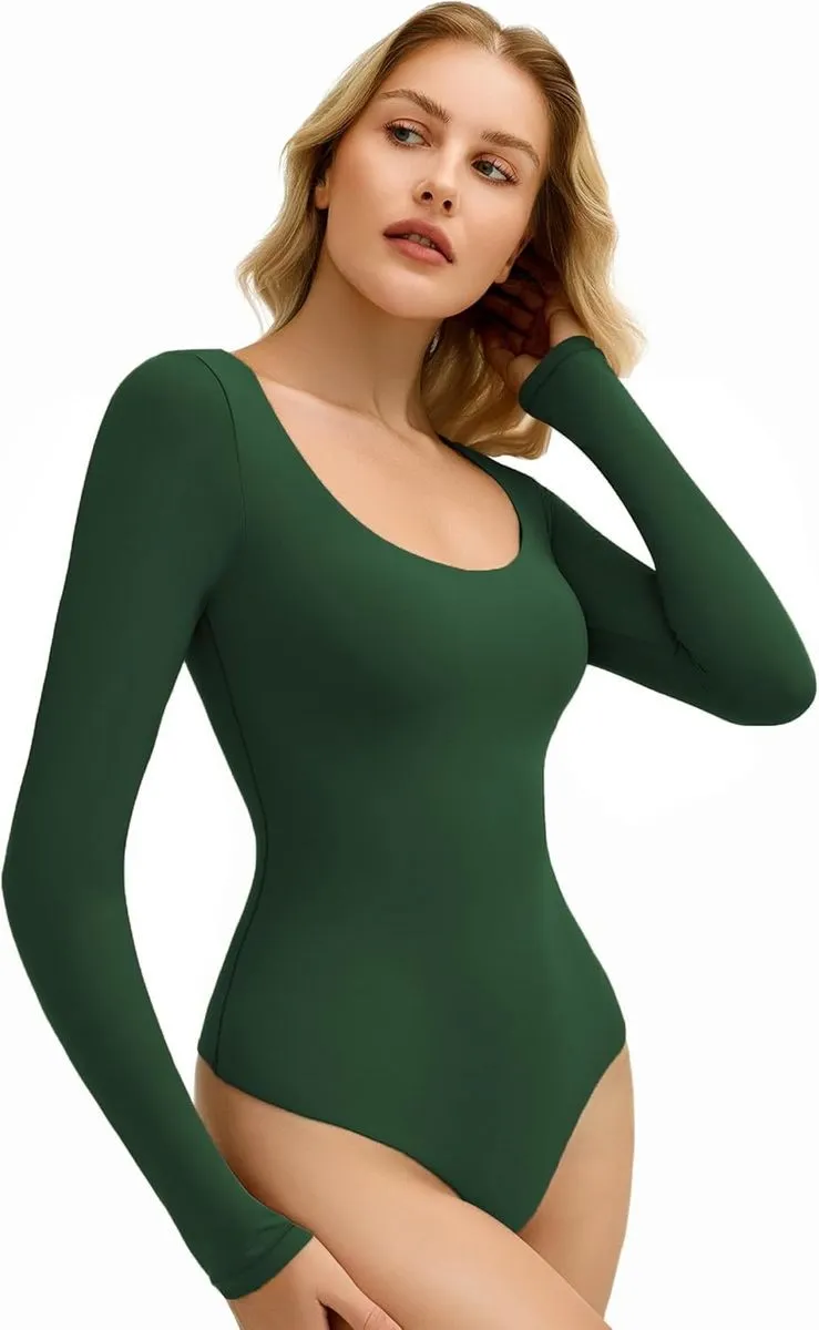 Scoop Neck Bodysuit Shapewear Going Out Tops