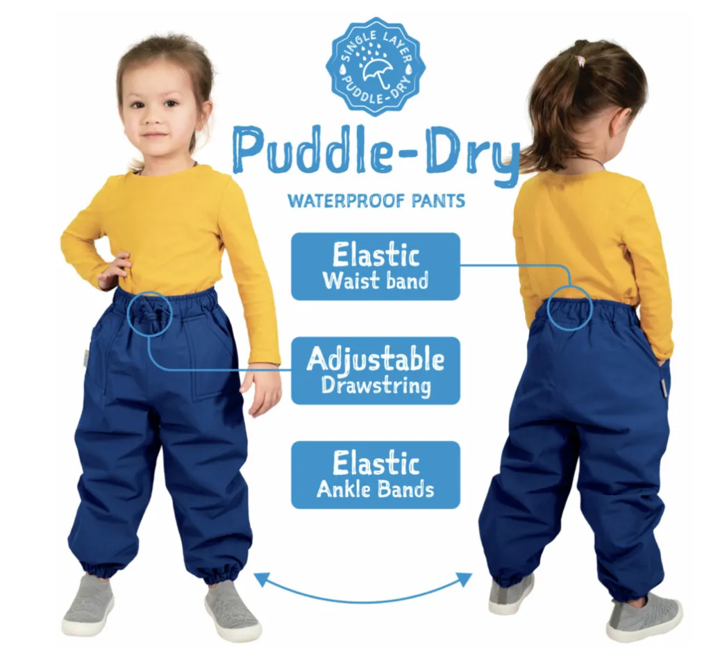 Size 2: Jan & Jul DUSTY BLUE Puddle-Dry Rain Pants NEW