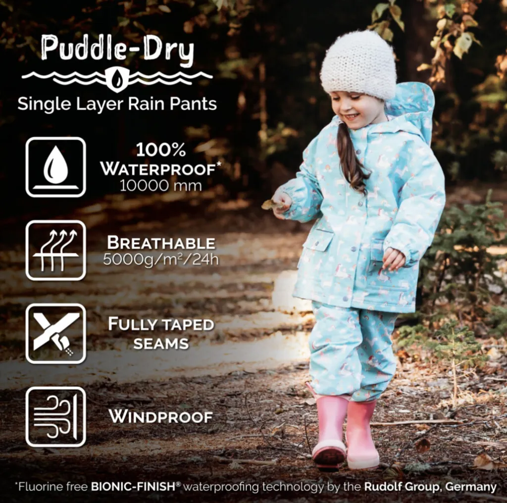 Size 2: Jan & Jul DUSTY BLUE Puddle-Dry Rain Pants NEW