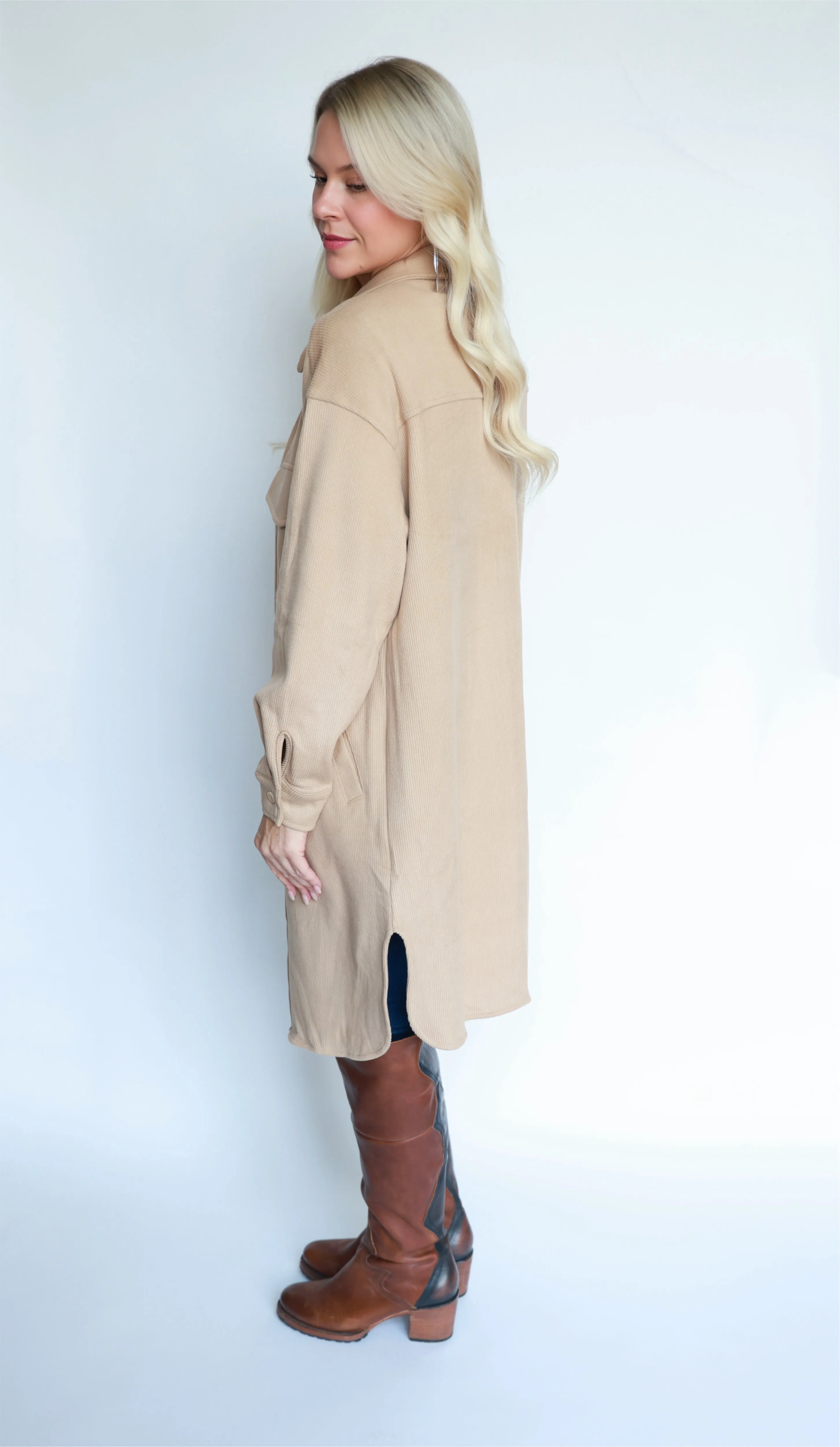 Soft and Lofty Long Corduroy Jacket