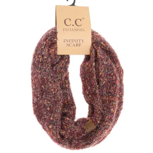 Soft Boucle Knit CC Infinity Scarf in Plum