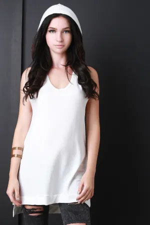 Soft Knit Sleeveless Hoodie Top