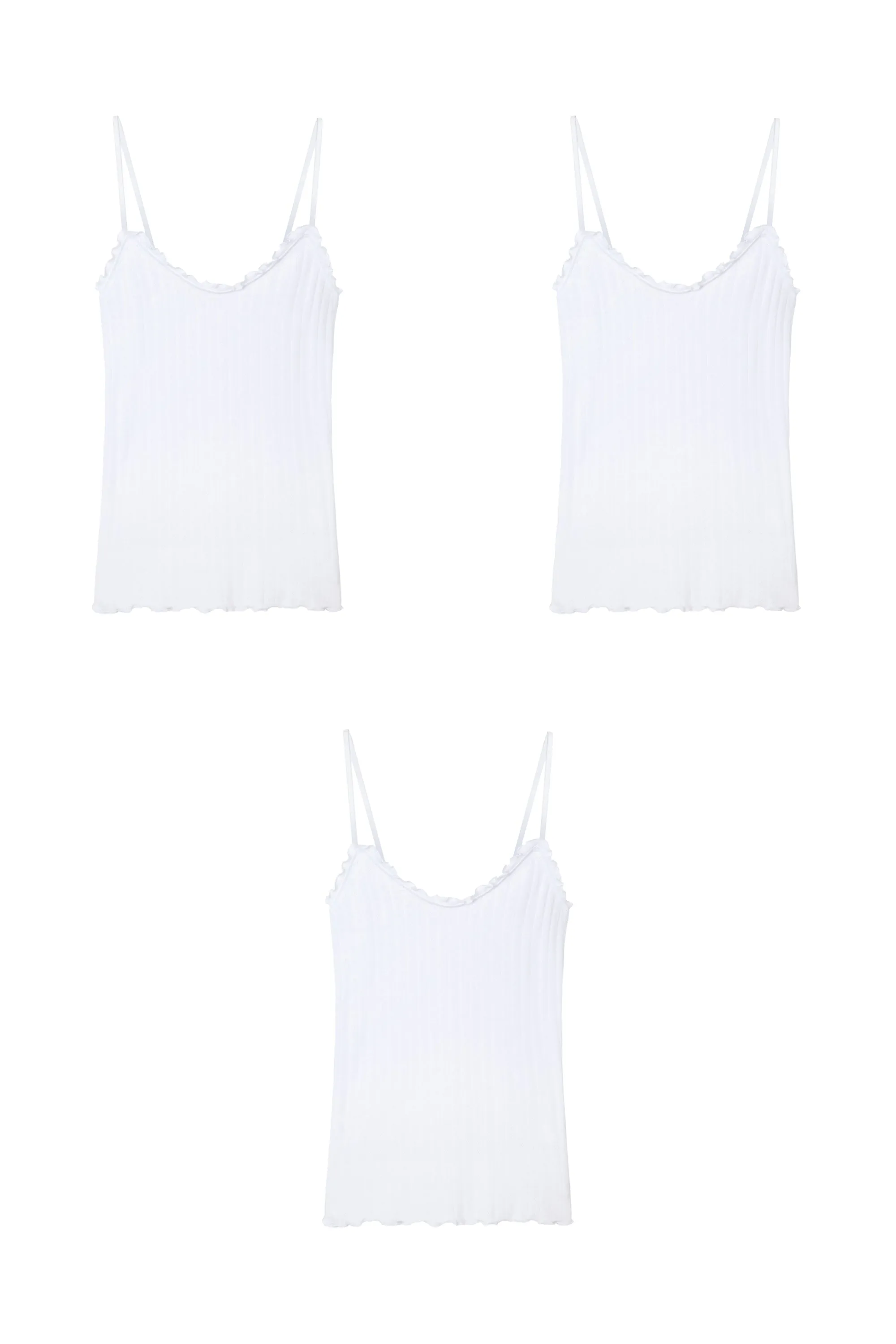 Soft V Tank Top Set of Three White