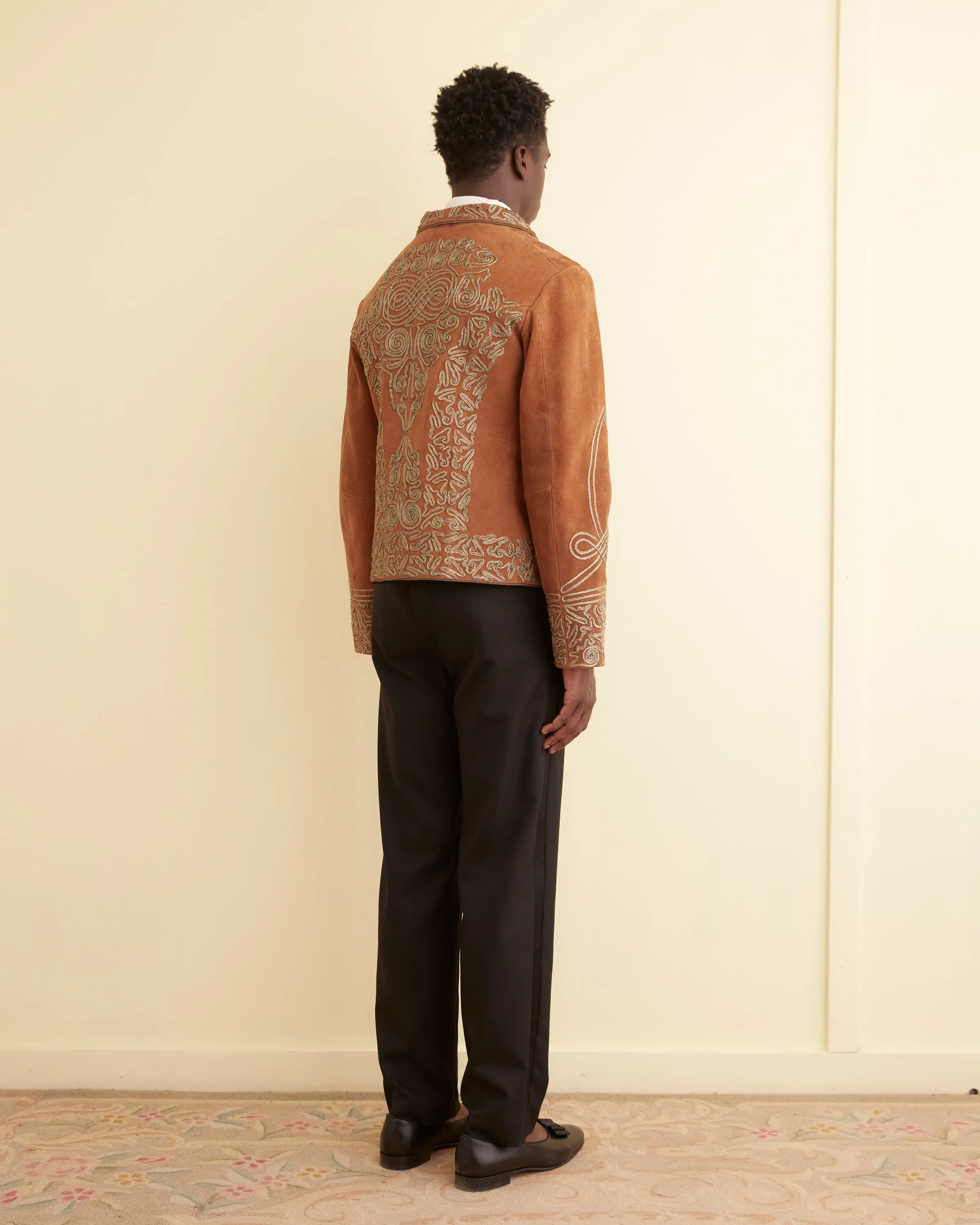 Suede Shawl Couching Jacket