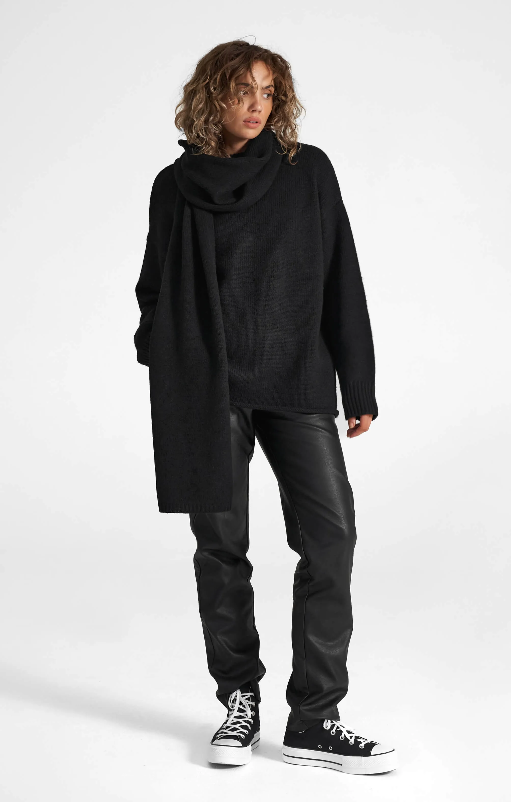 THE HEAVY KNIT LONG - BLACK