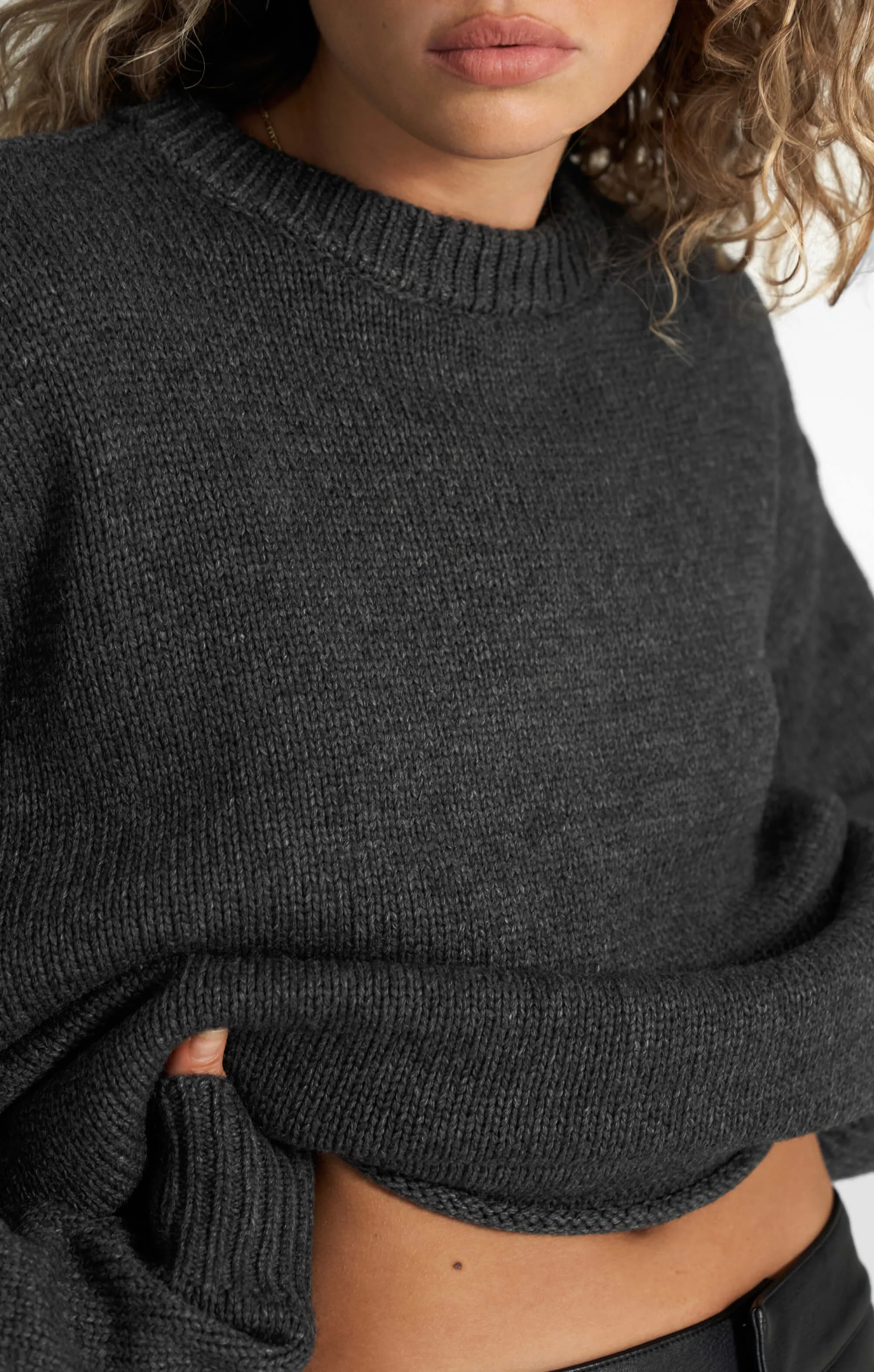 THE HEAVY KNIT LONG - CHARCOAL