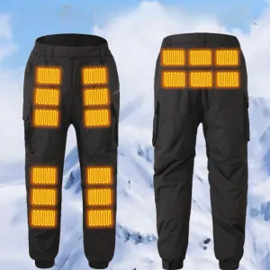 Thickened Winter Thermal Cycling Pants with Multiple Pockets and 18 Heating Zones Heated Pants With Portable Charger