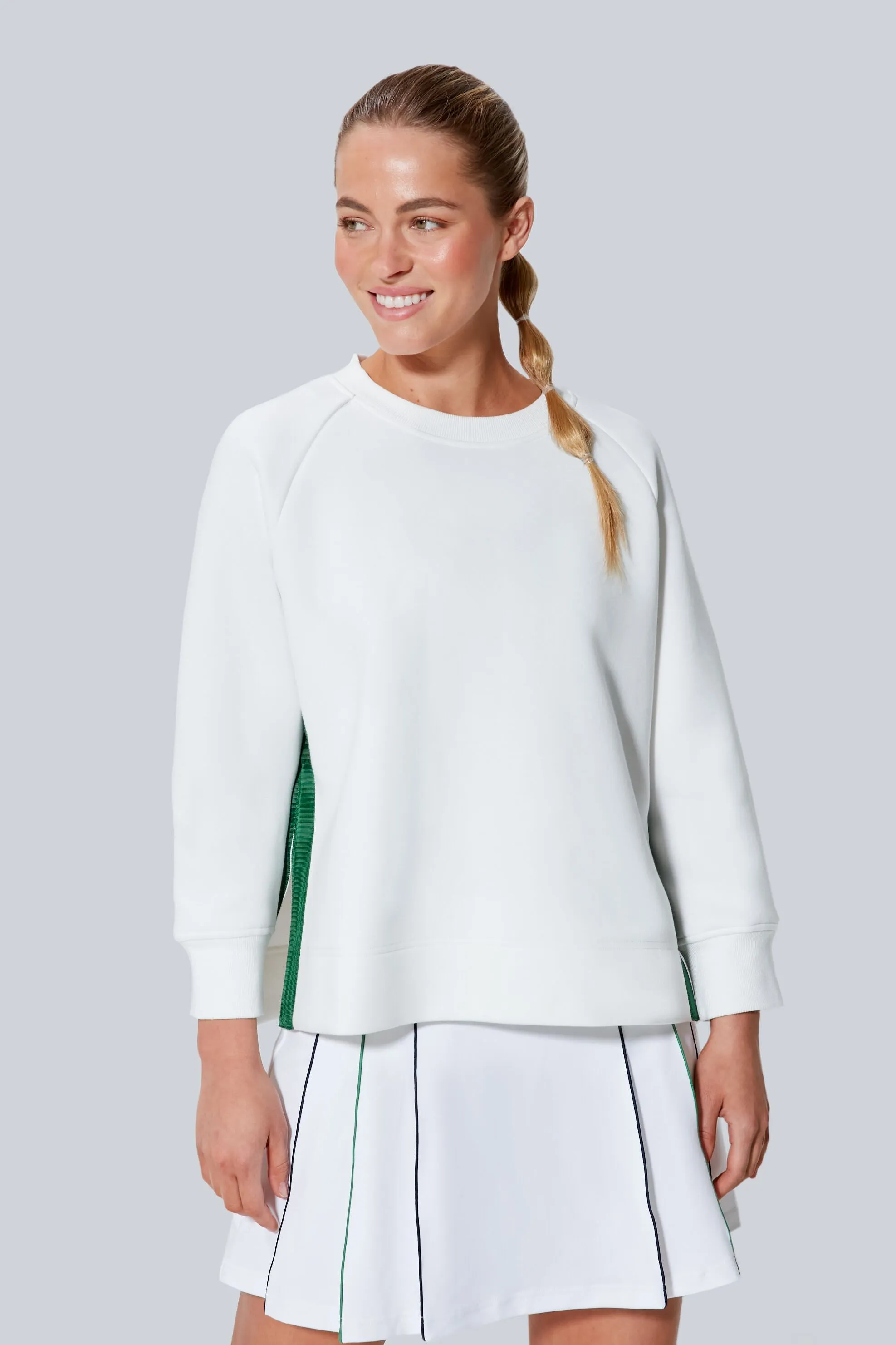 White and Green Stripe Maggie Pullover