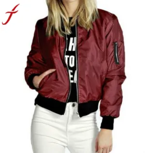 Women  Biker Motorcycle Soft Zipper Short Coat Jacket