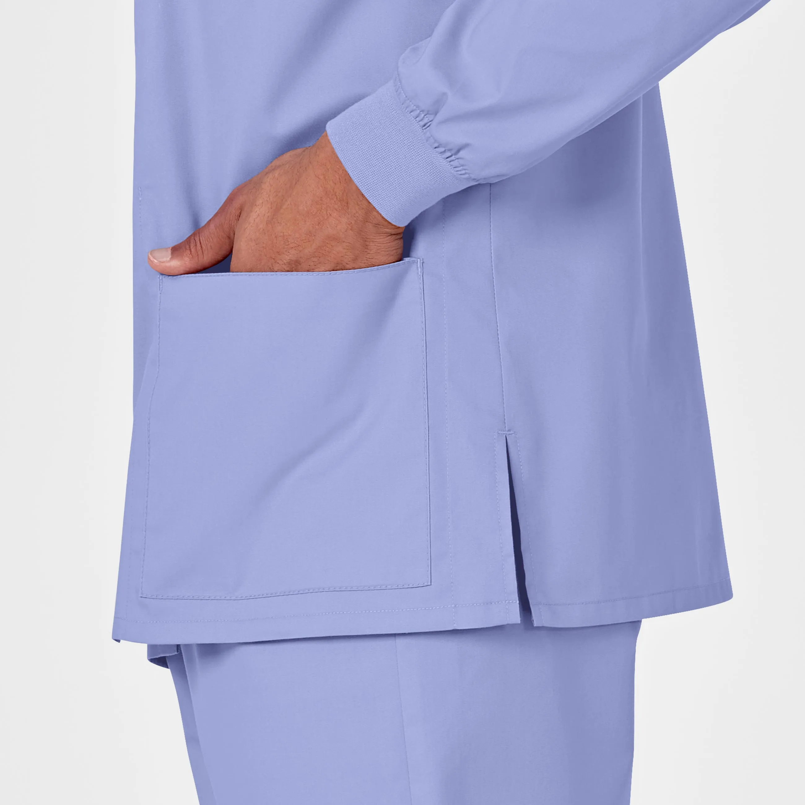 WonderWORK Unisex Snap Front Scrub Jacket - Ceil Blue