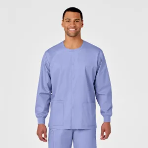 WonderWORK Unisex Snap Front Scrub Jacket - Ceil Blue