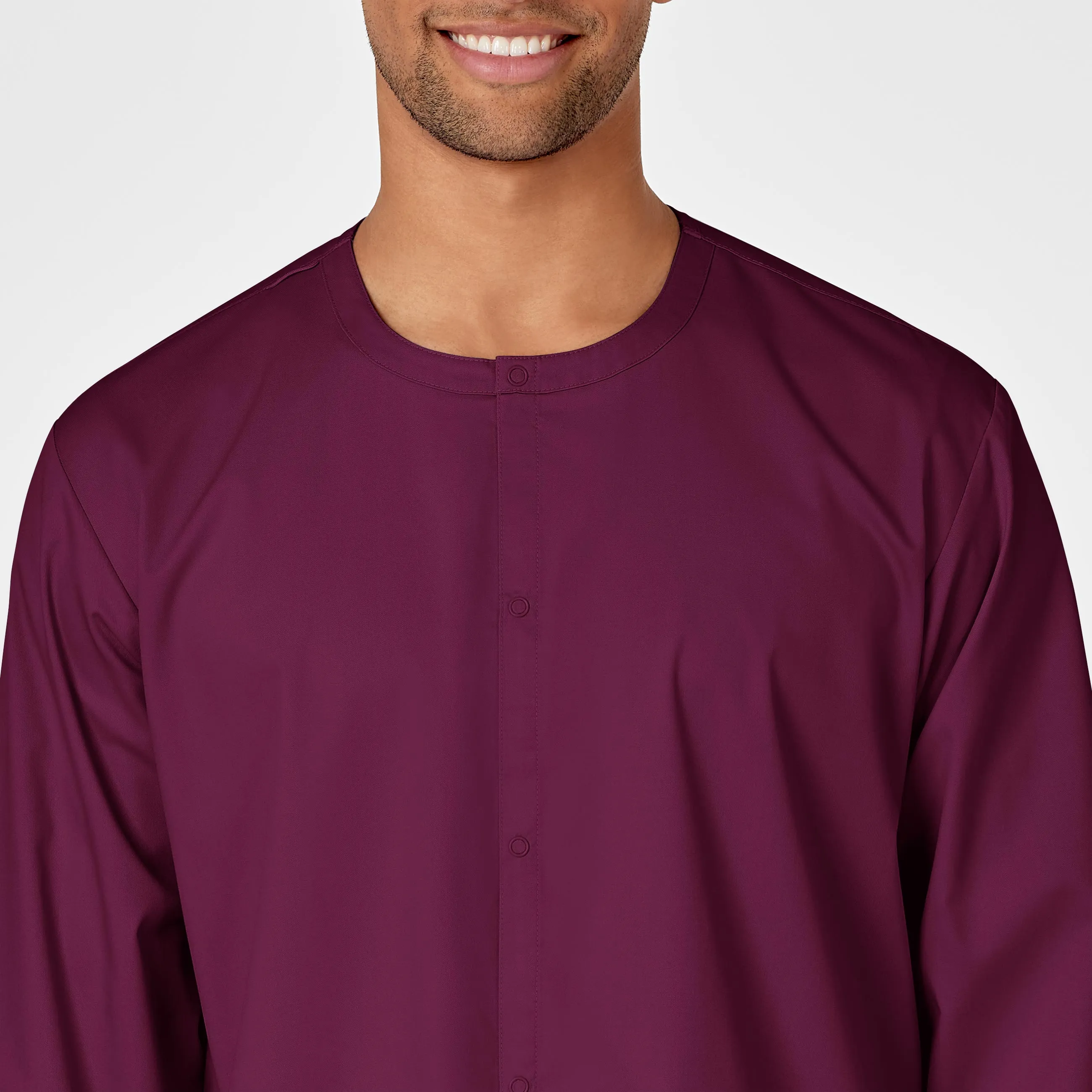 WonderWORK Unisex Snap Front Scrub Jacket - Wine