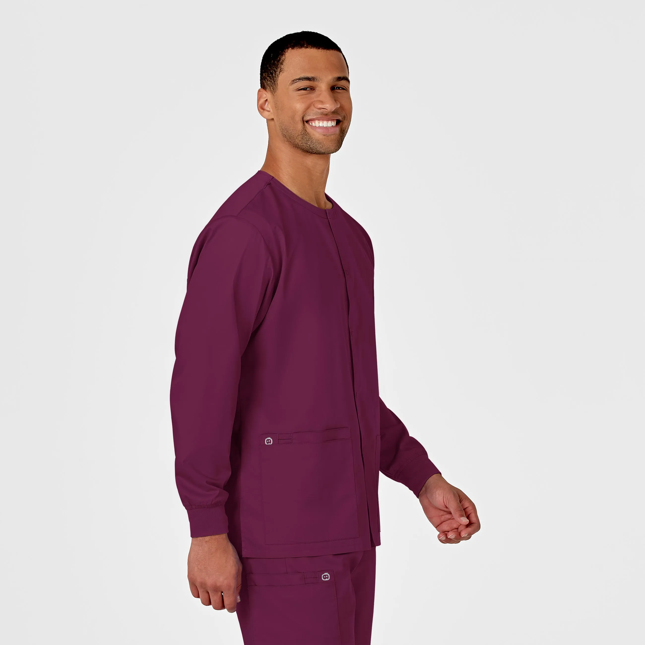 WonderWORK Unisex Snap Front Scrub Jacket - Wine