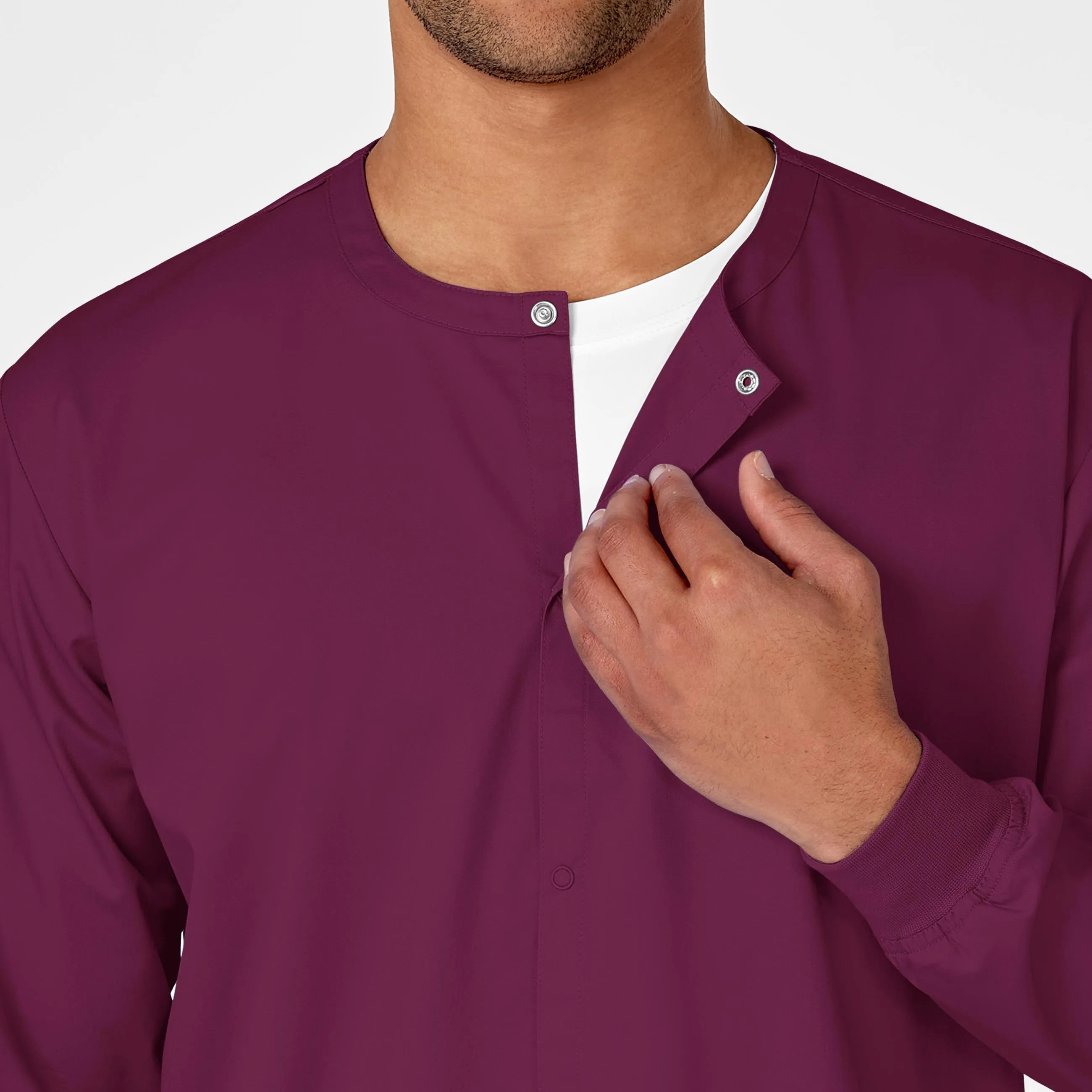 WonderWORK Unisex Snap Front Scrub Jacket - Wine