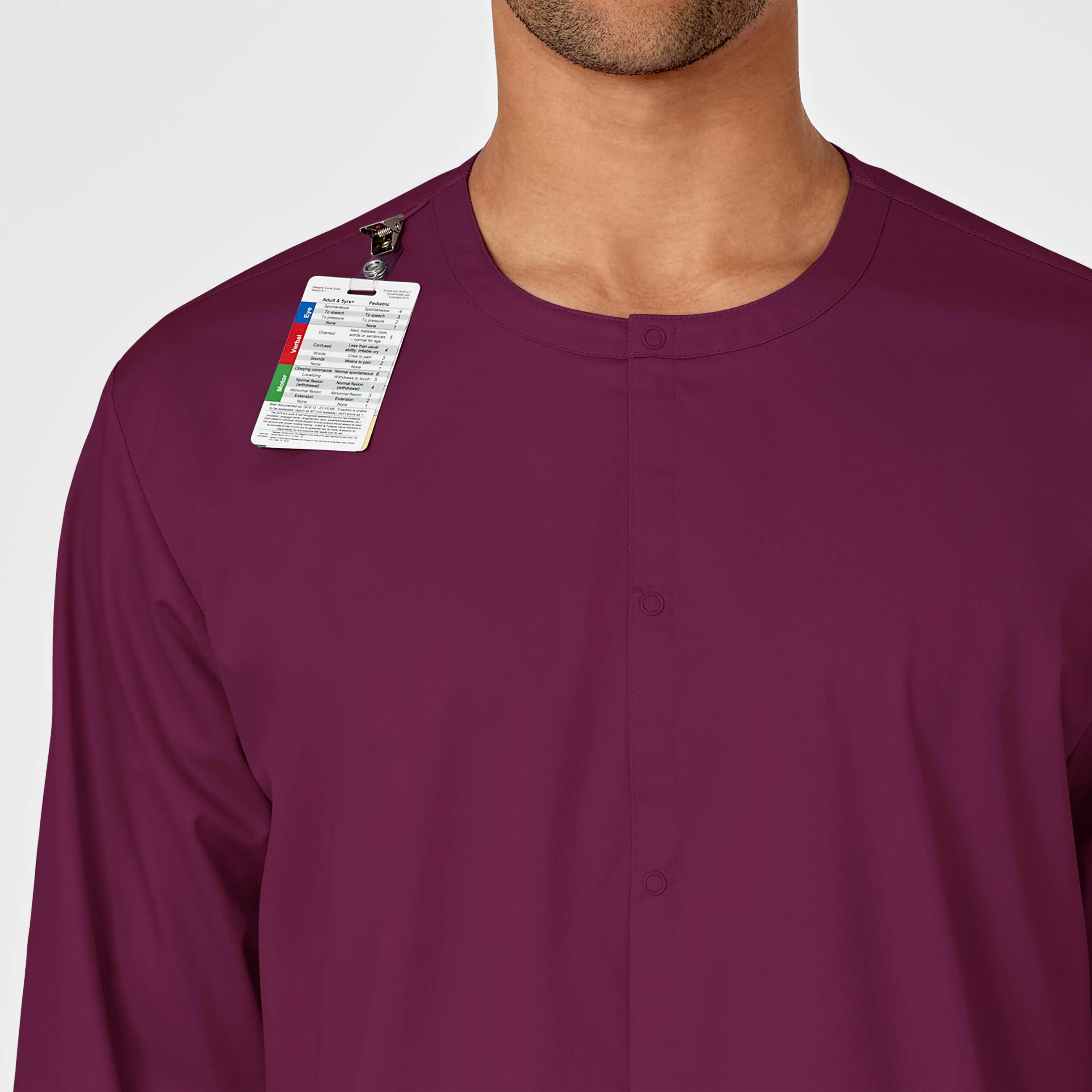 WonderWORK Unisex Snap Front Scrub Jacket - Wine